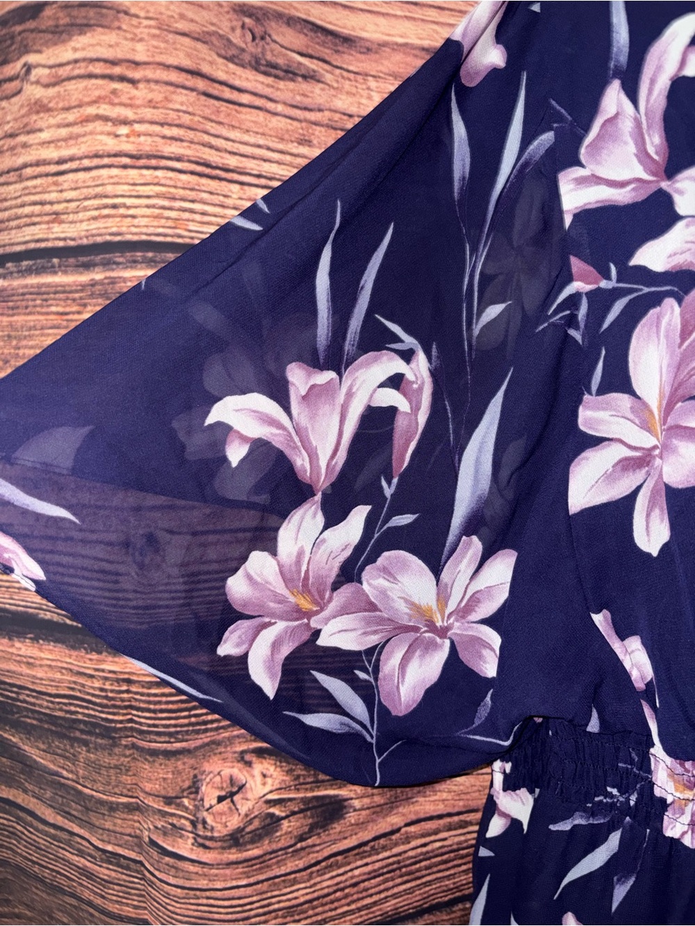Lane Bryant Purple Chiffon Floral Midi Dress with Pink Flowers - Picture 3 of 5